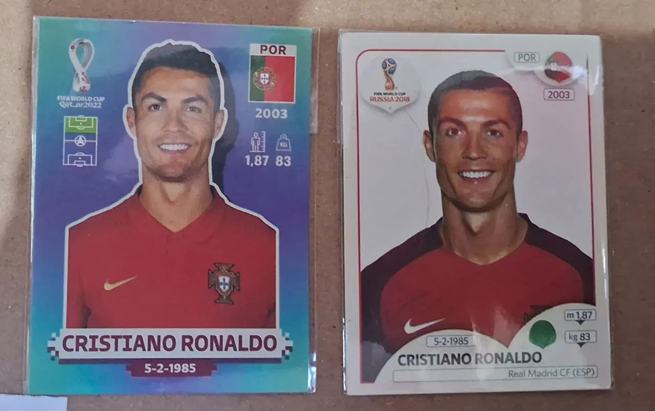 Figurinhas Cristiano Ronaldo 2018 e 2022