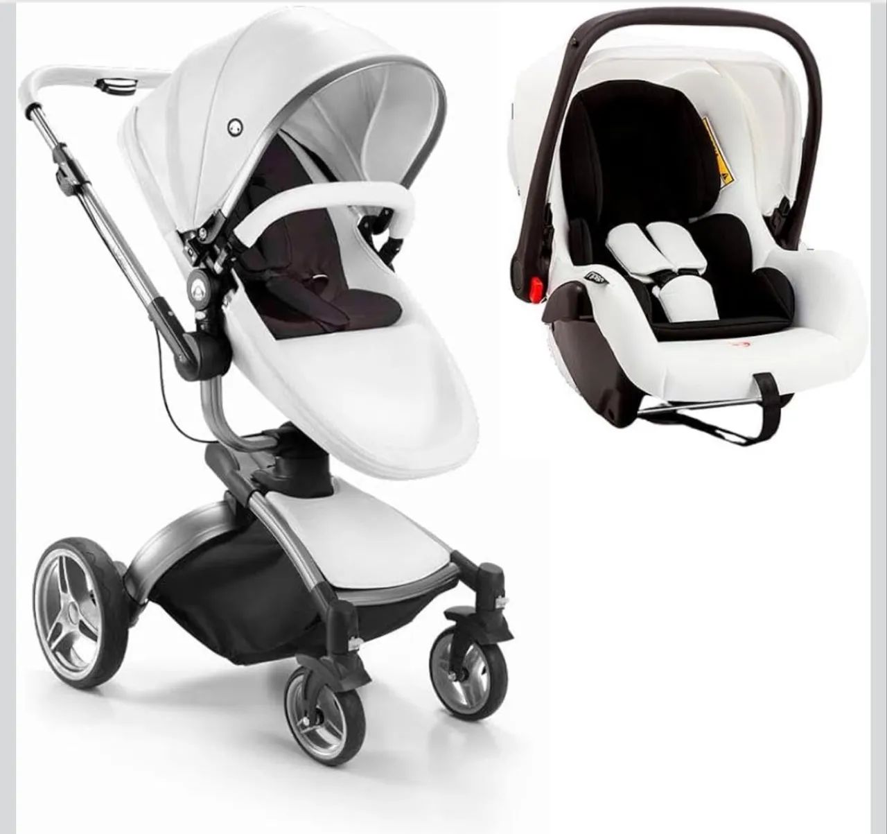 Carinho de bebê com Moisés e bebê conforto -  DE COURO - LITET 