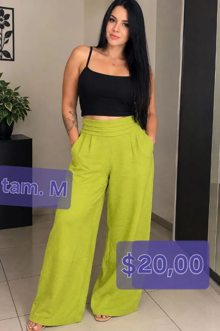 Calça pantalona verde