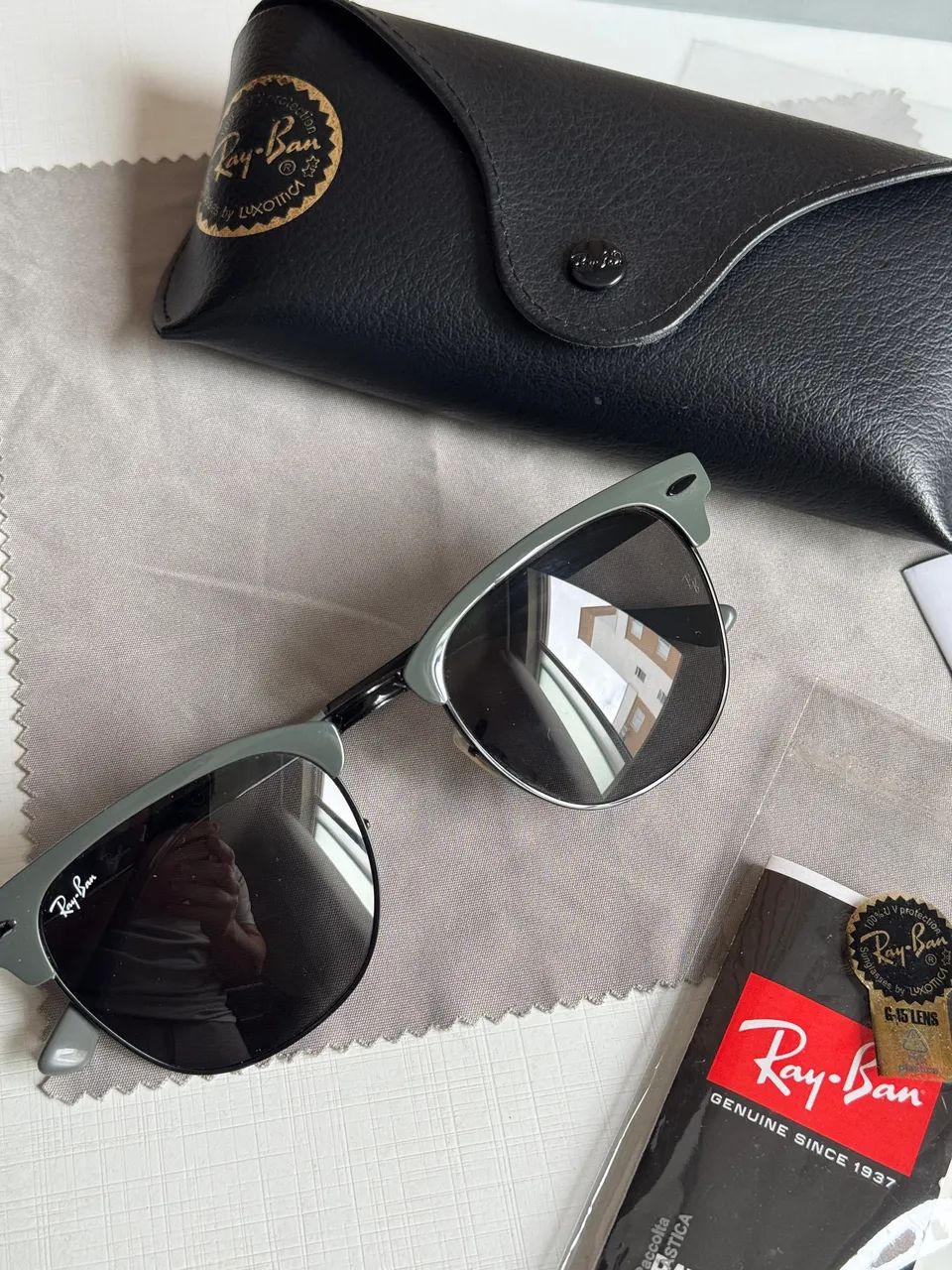 Óculos de sol rayban original clubmaster matal
