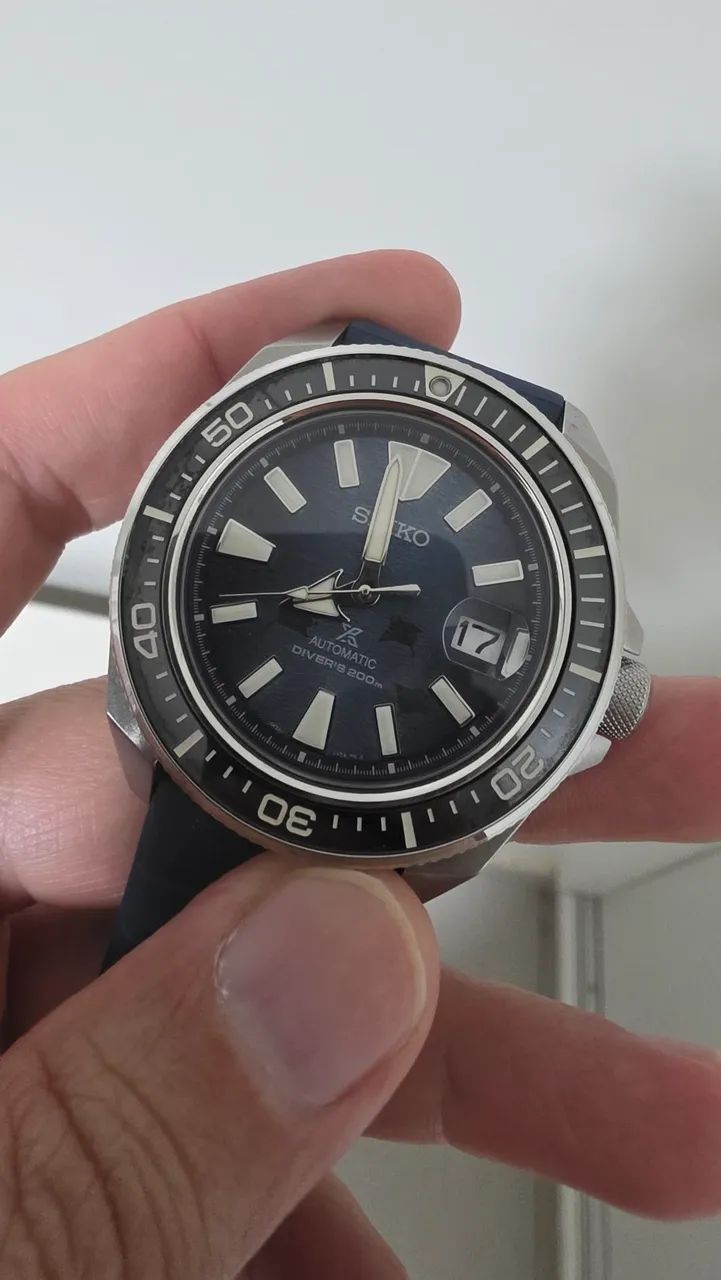 Relógio Seiko Prospex King Samurai Dark Manta Ray Automático Azul SRPF79B1