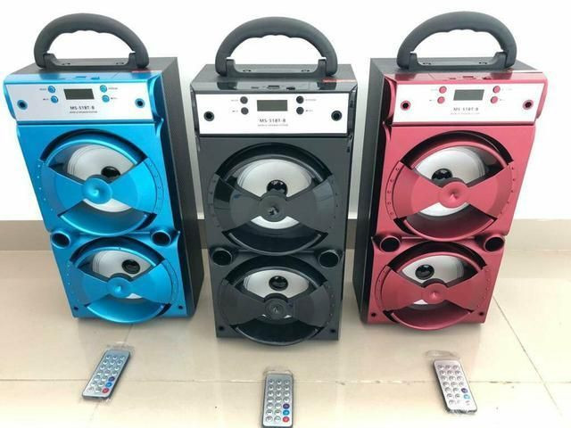 Caixa De Som Bluetooth Mega LED Ms 51BT-B<br><br>Com Entrada USB, SD, FM, AUX e Bluetooth!