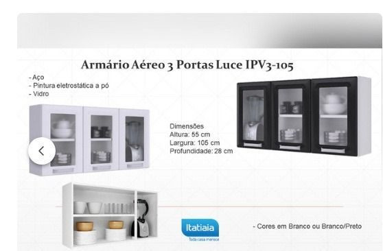 Armário Aéreo 3 portas Luce - Foto 2