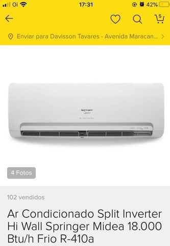 Ar condicionado Split 18.000 btus