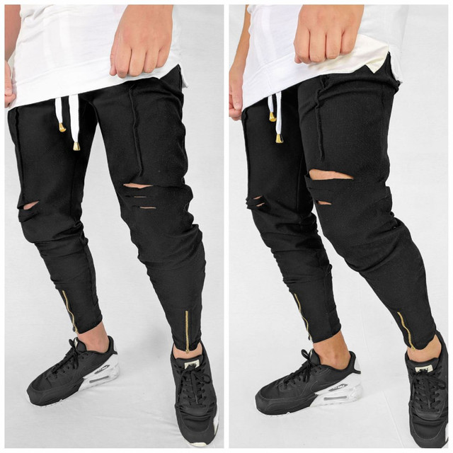 calça de moletom rasgada