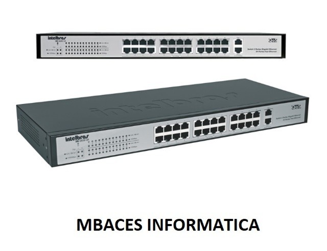 Switch 26 Portas Intelbras SG 2620 QR 24 Portas 10/100 e 2 Portas Gigabit 