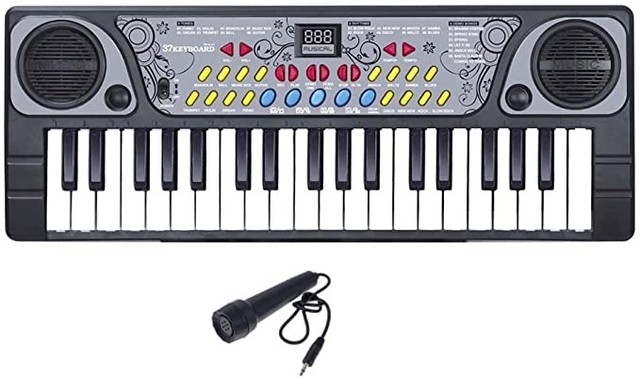 Teclado Musical E Microfone Brinquedo Infantil Branco Dmtoys