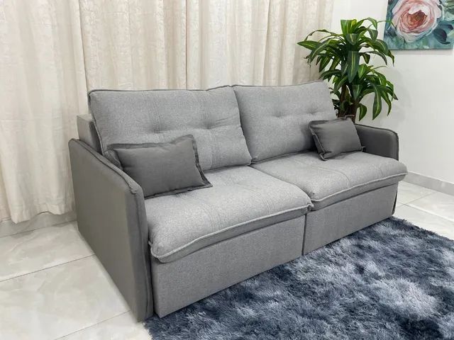 SOFÁ CAMA SUPER DESIGN TODO EM LINHO MOLAS BONNEL!!! L5283  - Foto 4