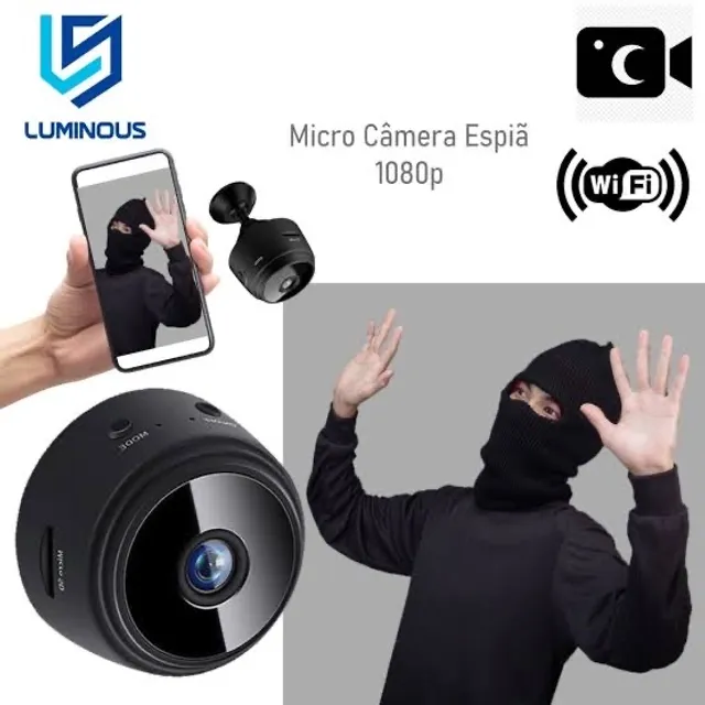Câmera escondida do espião Mini 1080P sem fio WiFi câmera com áudio e vídeo  ao vivo Câmera de vigilância de segurança doméstica com detecção de