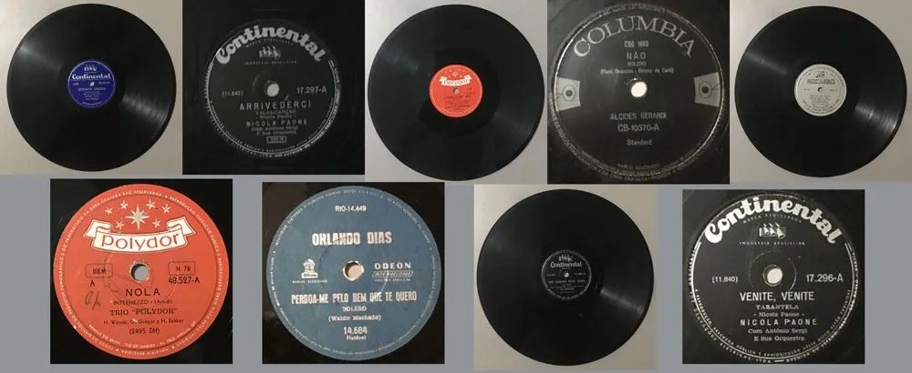 09 Discos Antigos 78 RPM Valsa/Tarantela/Fox-Trot/Bolero, Anos 1940/50 Raríssimos!