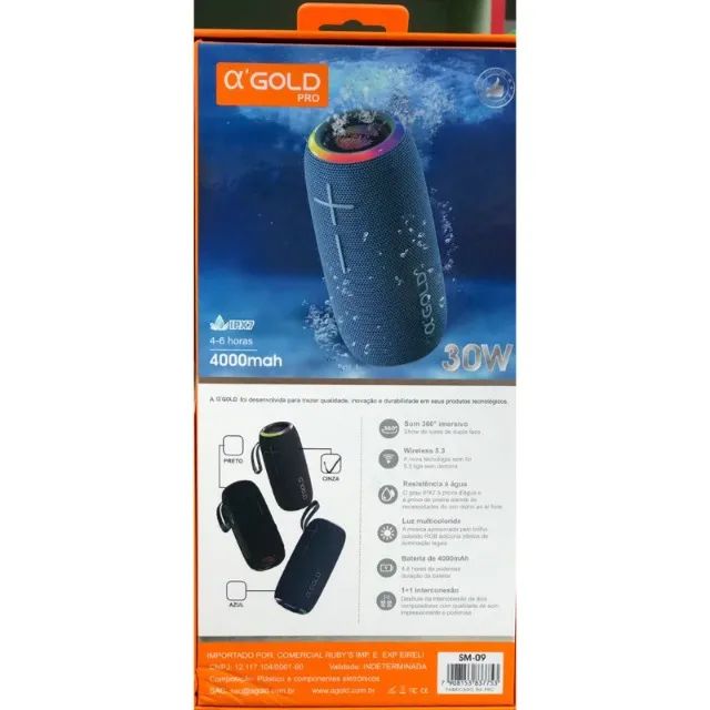 Caixa de Som Bluetooth original Portátil  sm 09 com Rádio e Resistente à Água - Foto 3