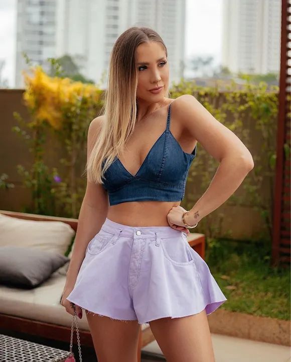 Short jeans 40 roxo - Foto 2