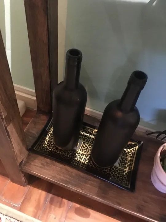 Bandeja de vidro japonesa preta c det em dourado 35x15 - Foto 2