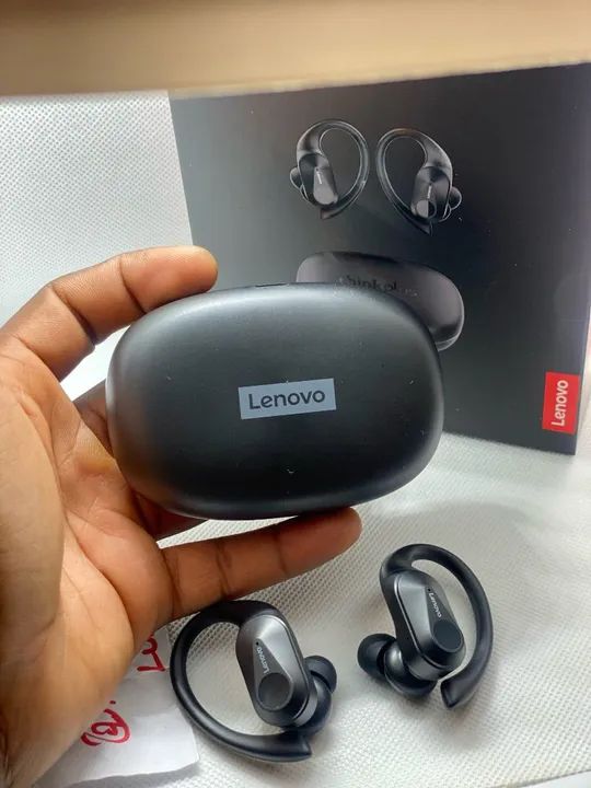 Fone de Ouvido Lenovo Sem Fio - Novo LP75, Gancho tipo Esportivo