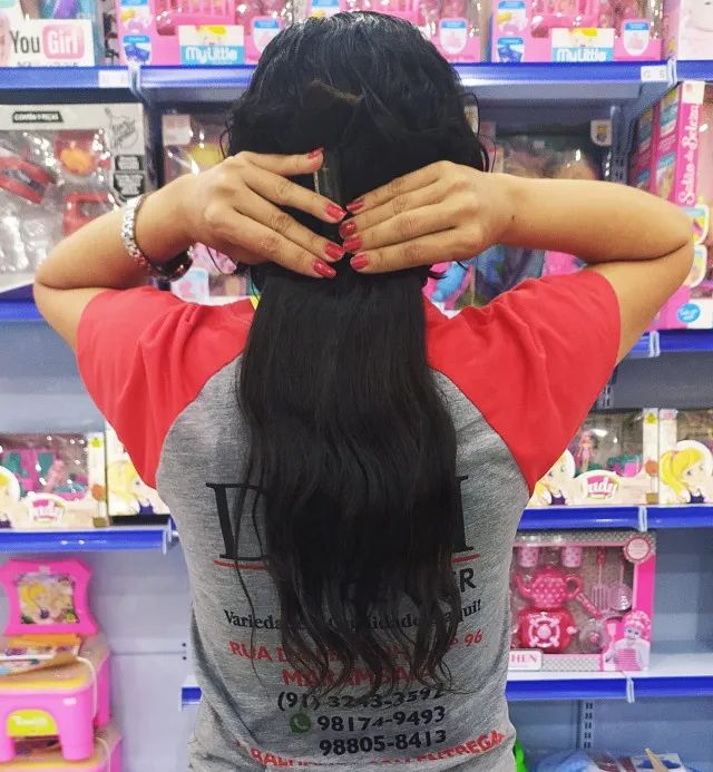 Cabelo Humano 50cm 50g Castanho Escuro, Liso Leve Ondulado Indiano - Foto 2