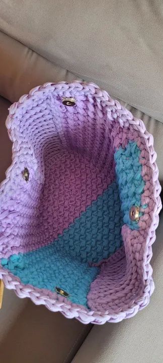 Bolsa de croche em fio de malha  - Foto 2