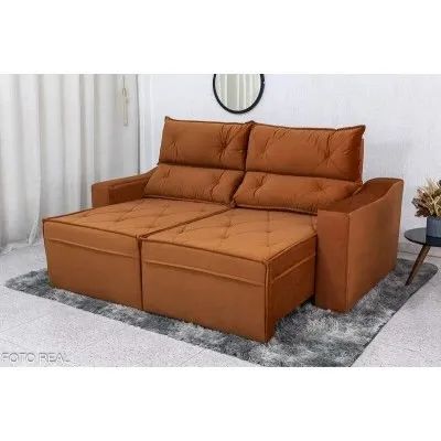 Sofá Retrátil e Reclinável 2.00m Terracota Molas Bonnel rf65