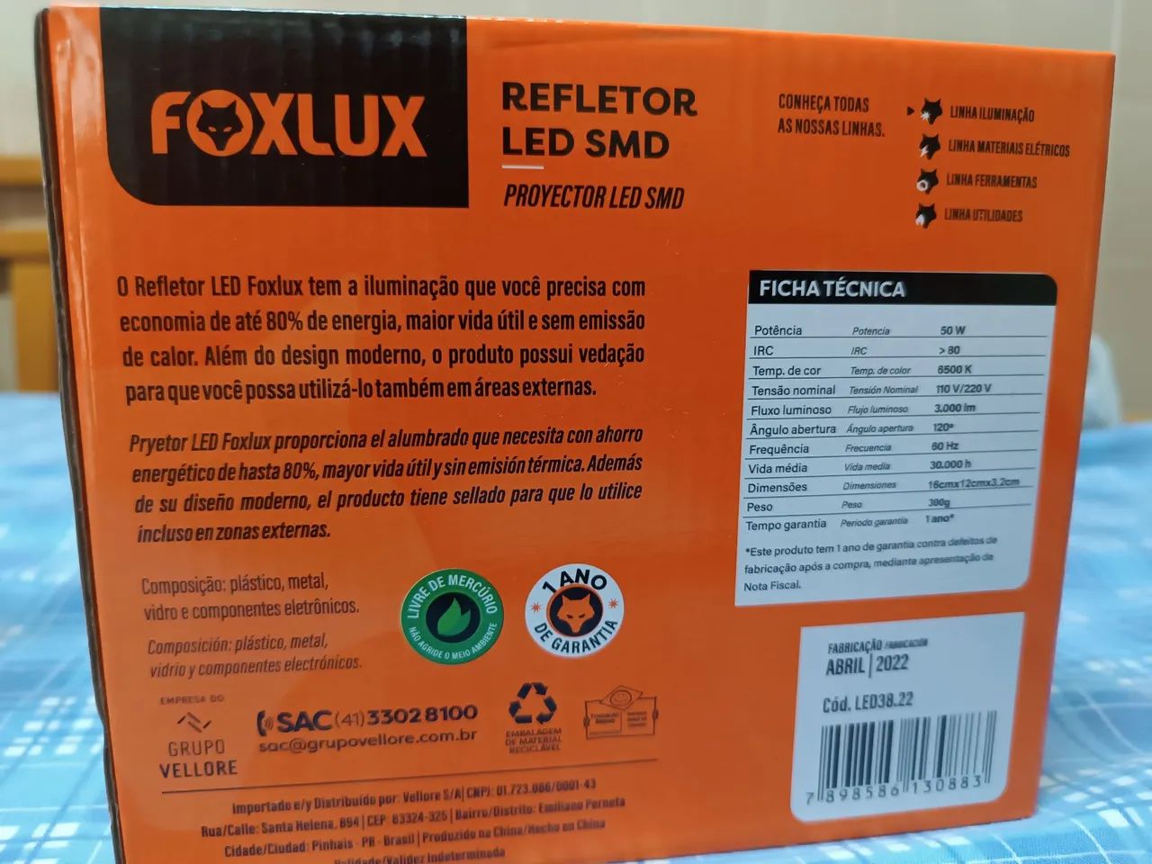 Kit com 03 Refletor LED SMD 50W Foxlux - Iluminação potente e eficiente! - Foto 3