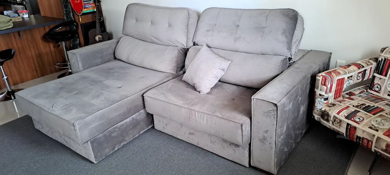 Sofá Cinza 4 Lugares (2,40m) - Foto 4