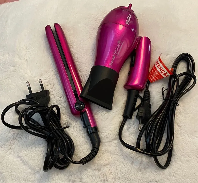 Kit de Viagem Philco Travel Shine - Secador de Cabelo e Chapinha