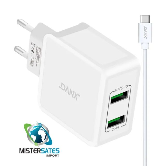 Carregador Duplo Turbo Charger 2.4A c/ Cabo Tipo-C Danx DC21T - COD 166 - Foto 5