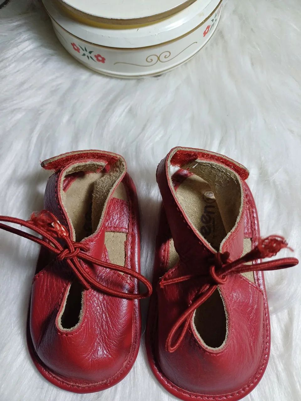 Sapatinho Green vermelho para bebês em couro legítimo semi-novo - Foto 2