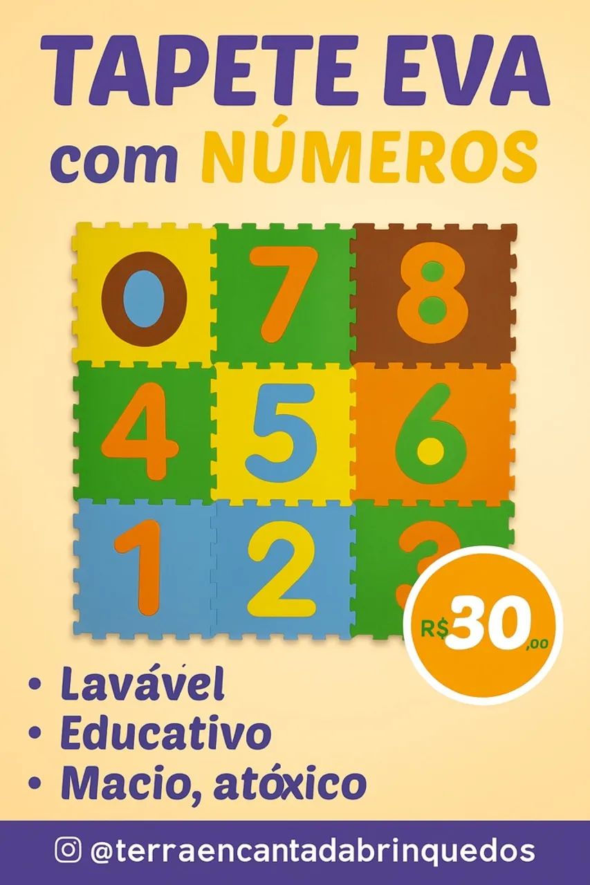 Tapete Colorido Infantil 10 Peças - Numeros - Foto 2