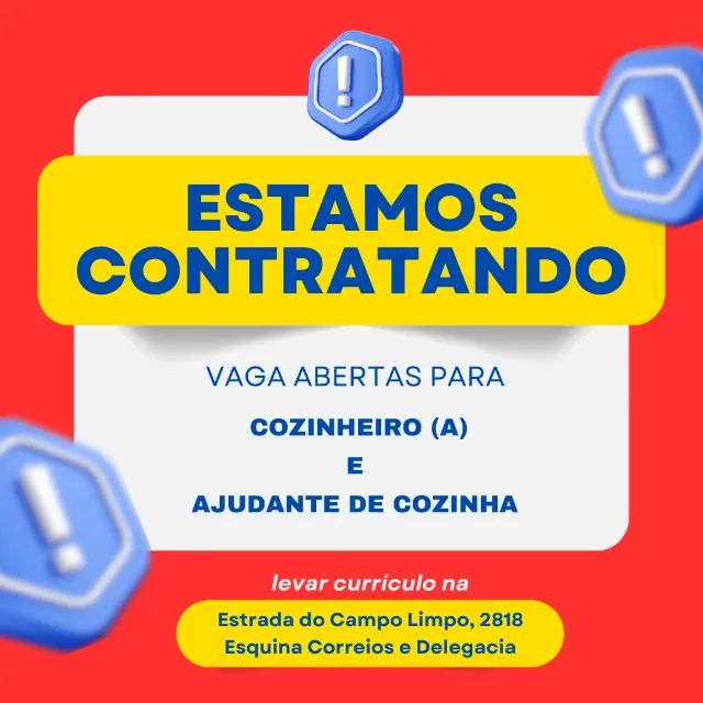 Ajudante de Restaurante Para Trabalhar no Campo Limpo 