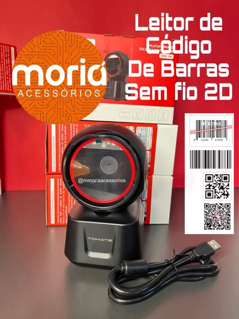 Leitor de Código de Barras Fixo 1D e 2D QR code MDK-104 