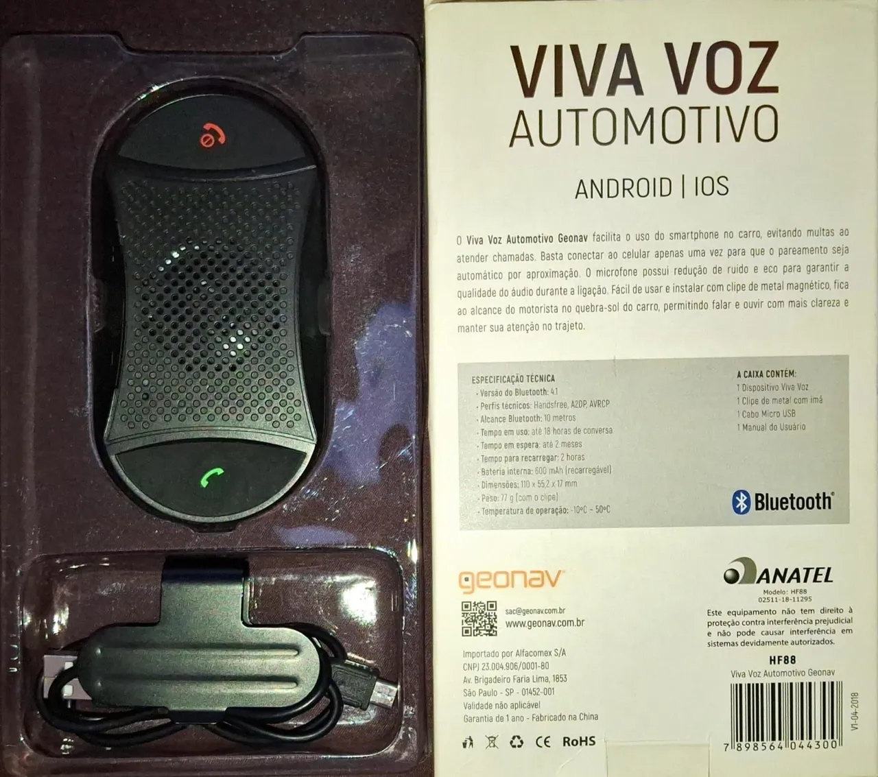 Viva Voz Automotivo Geonav HF88 - Bluetooth