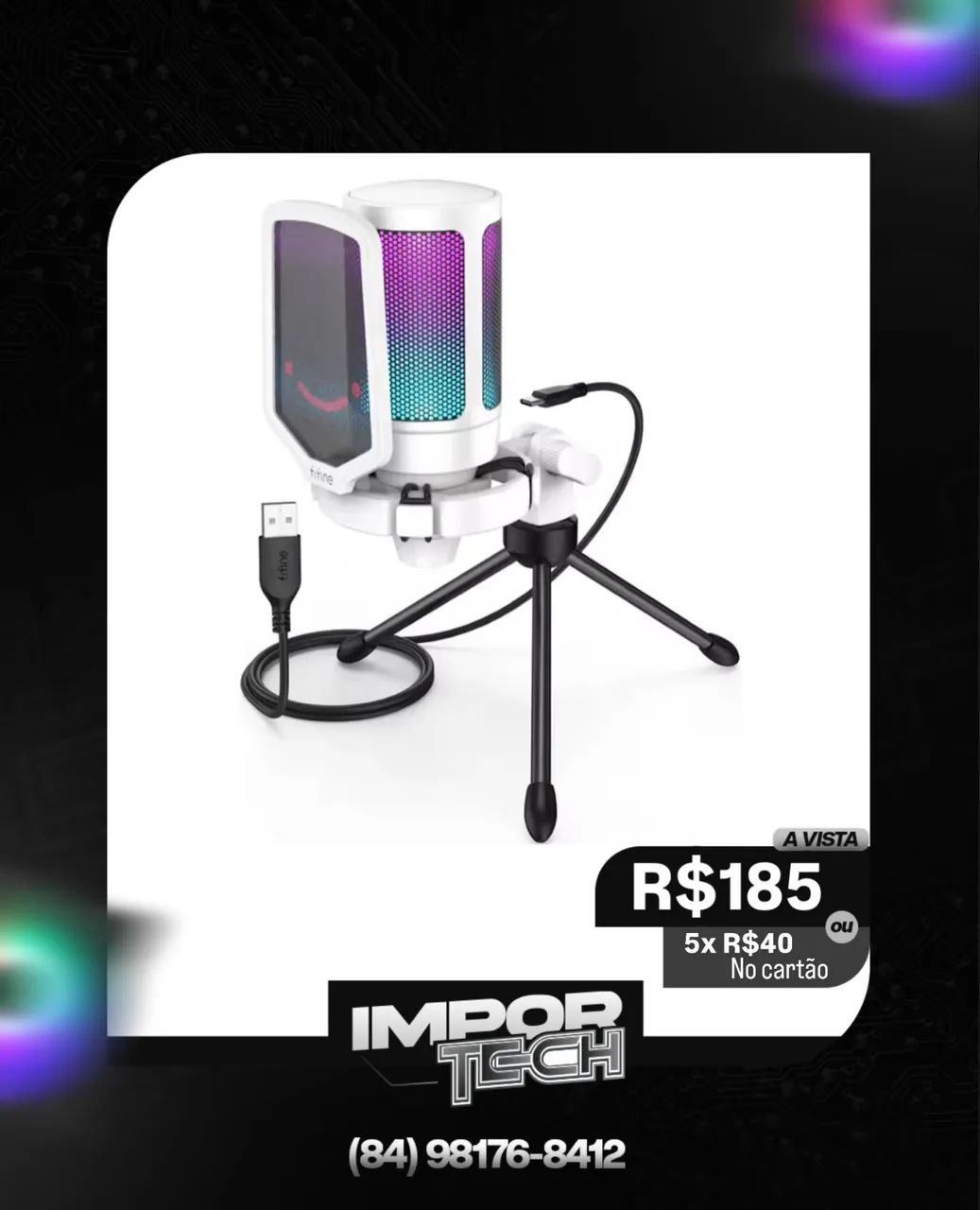 Microfone fifine a6v (Branco). @importech_084