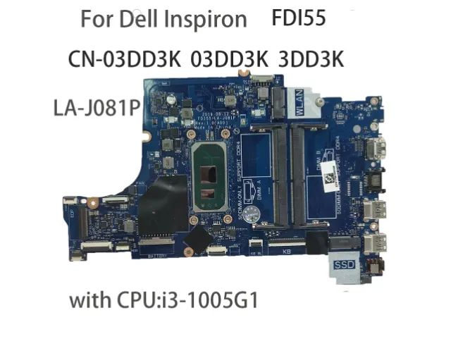Placa Dell Fdi55, La-j081p, 3501, 3493, 3593,i3 1005g1  - Foto 2