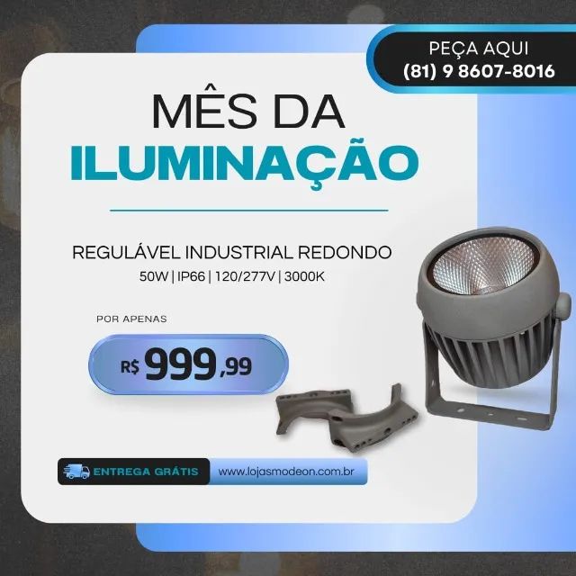 Luminaria piso redonda indrustrial 50w 3000k