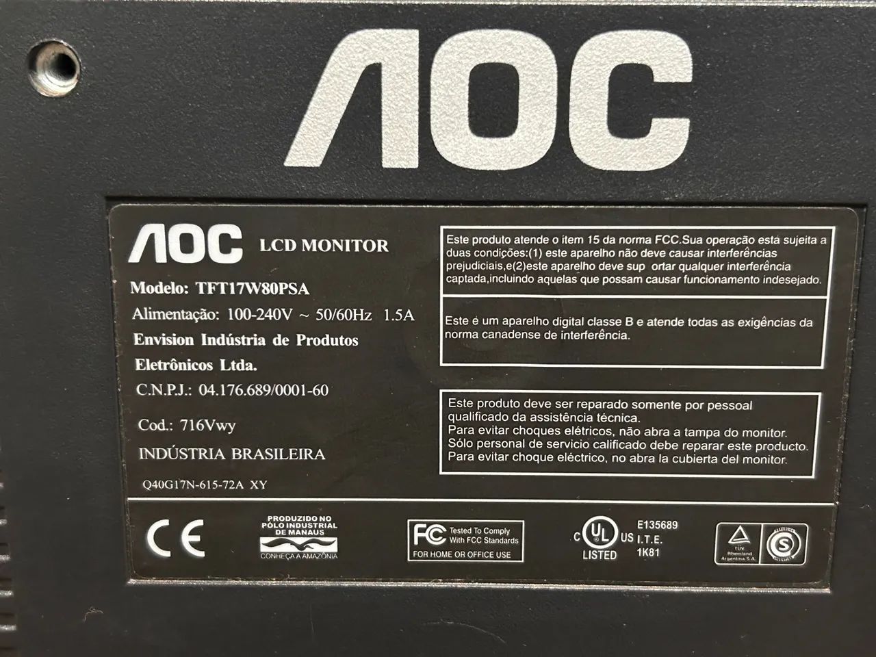Monitor Aoc NÃO FUNCIONA - Foto 3