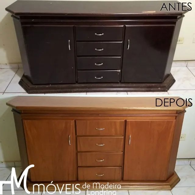 Restauração de móveis de madeira, raspagem e verniz. - Foto 4