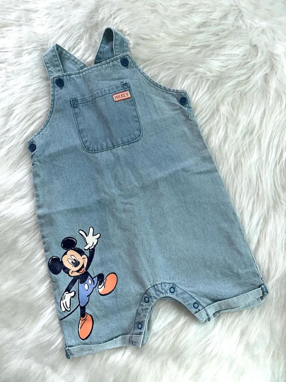 Macacão Jeans Mickey Mouse Bebê - Foto 2