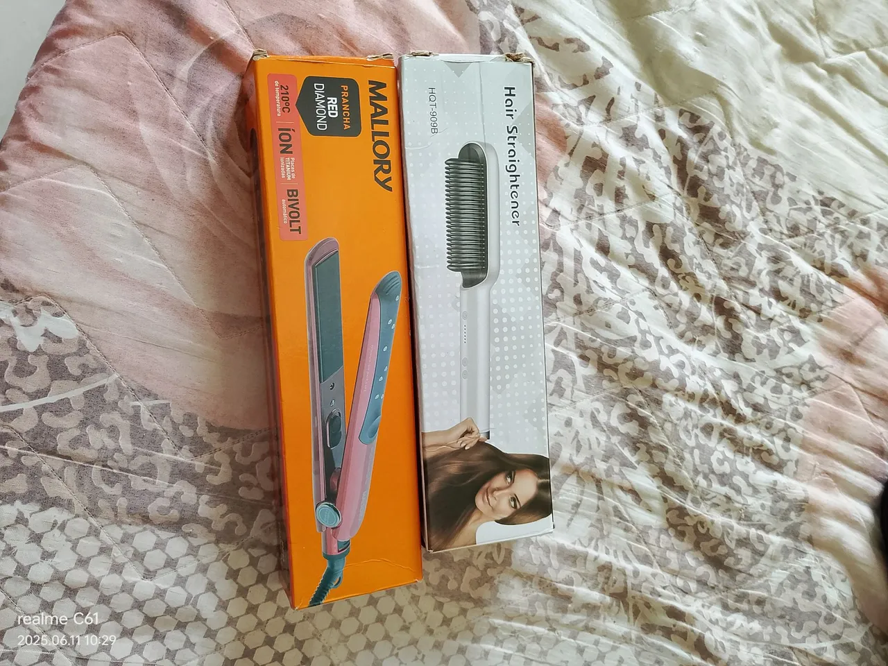 Prancha de Cabelo Mallory Red Diamond e Escova Alisadora