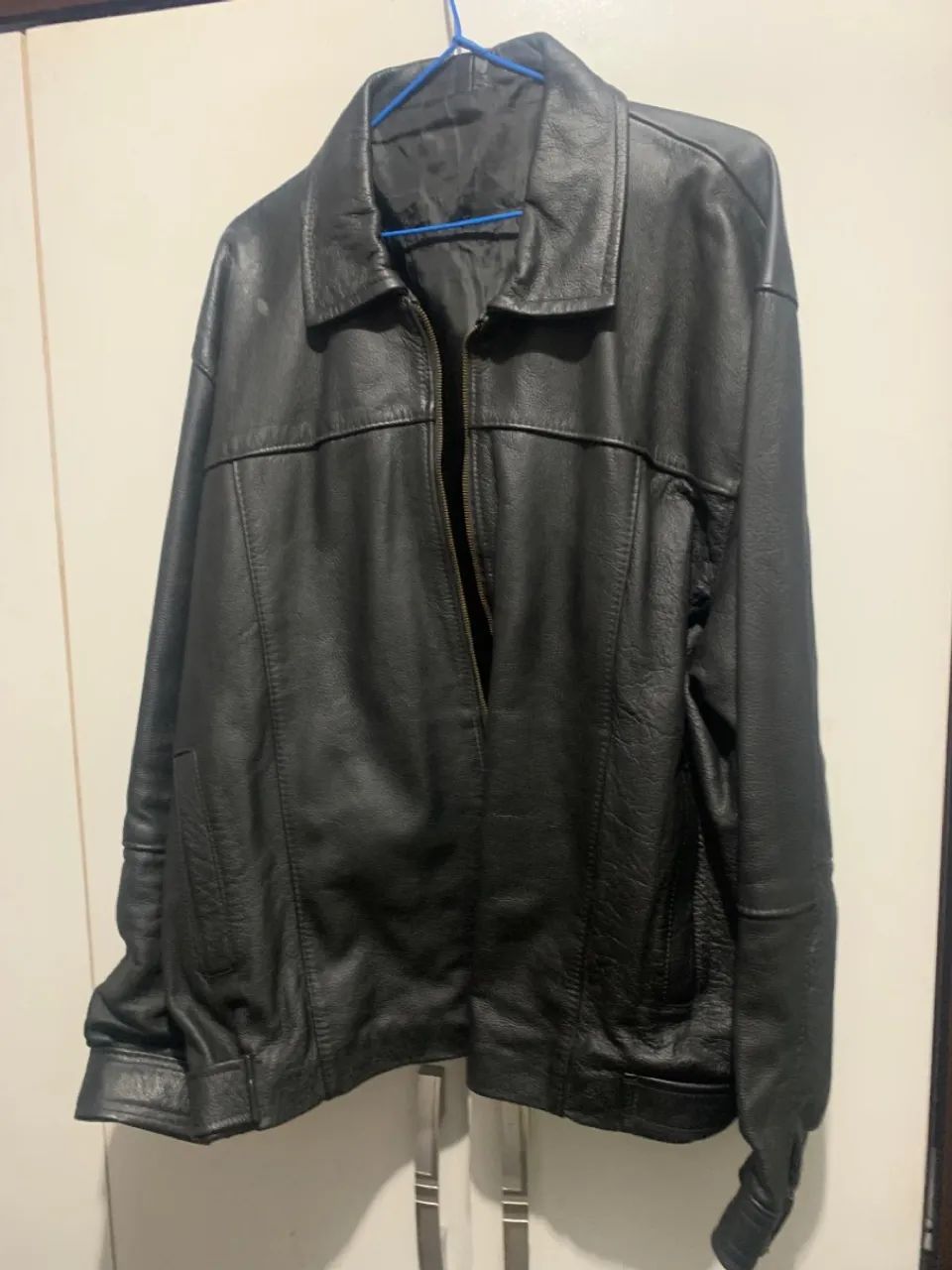 Jaqueta de couro masculina preta - Foto 3