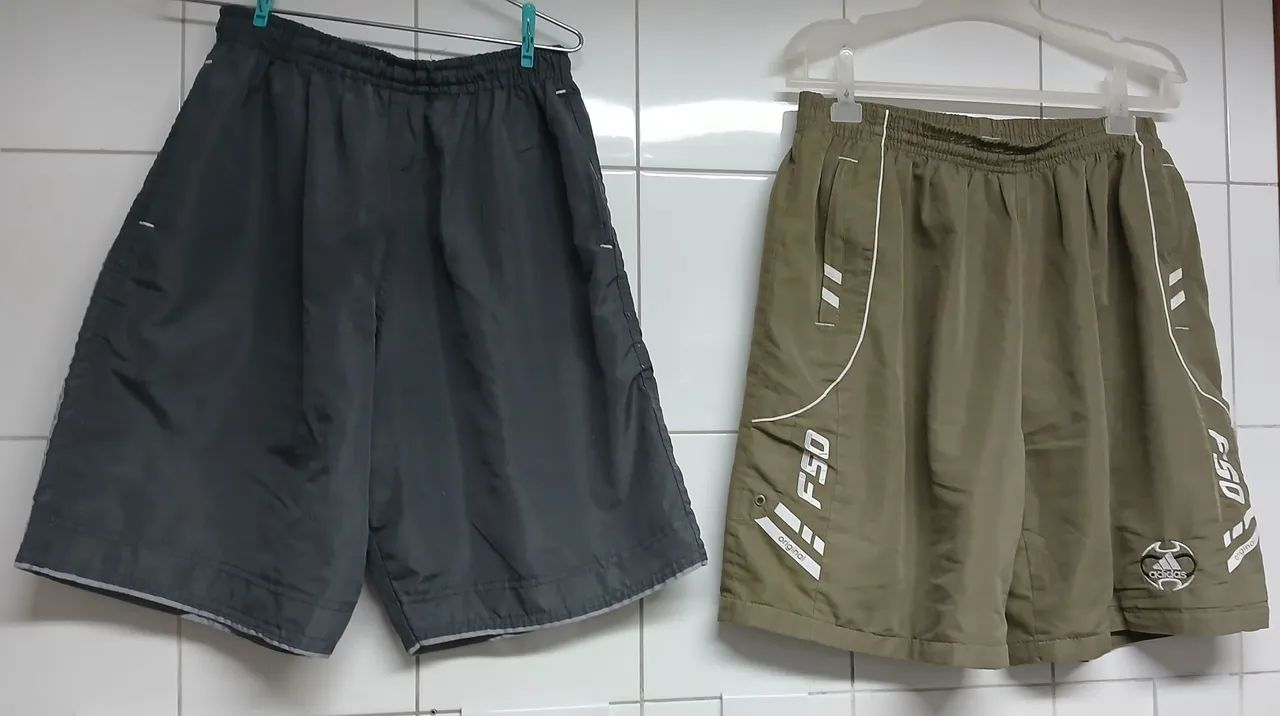 Kit 2 Bermudas Esportivas Dry Fit Cinza e Marrom Tamanho G