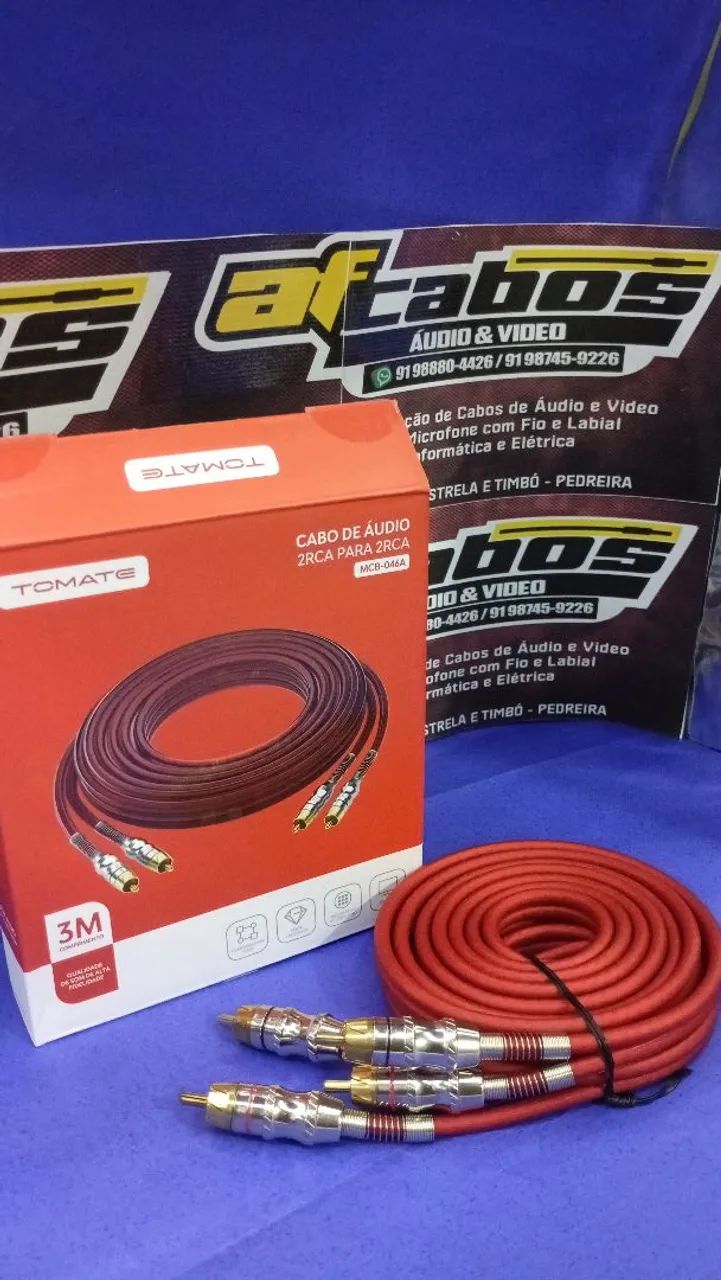 Cabo de Áudio 2 RCA para 2 RCA 3 Metros