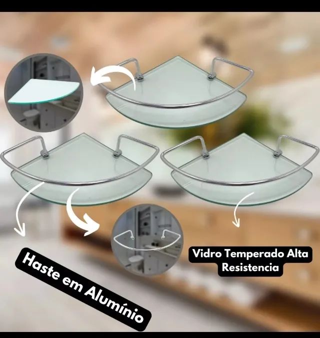 Kit 3 cantoneiras de vidro64310338707970122