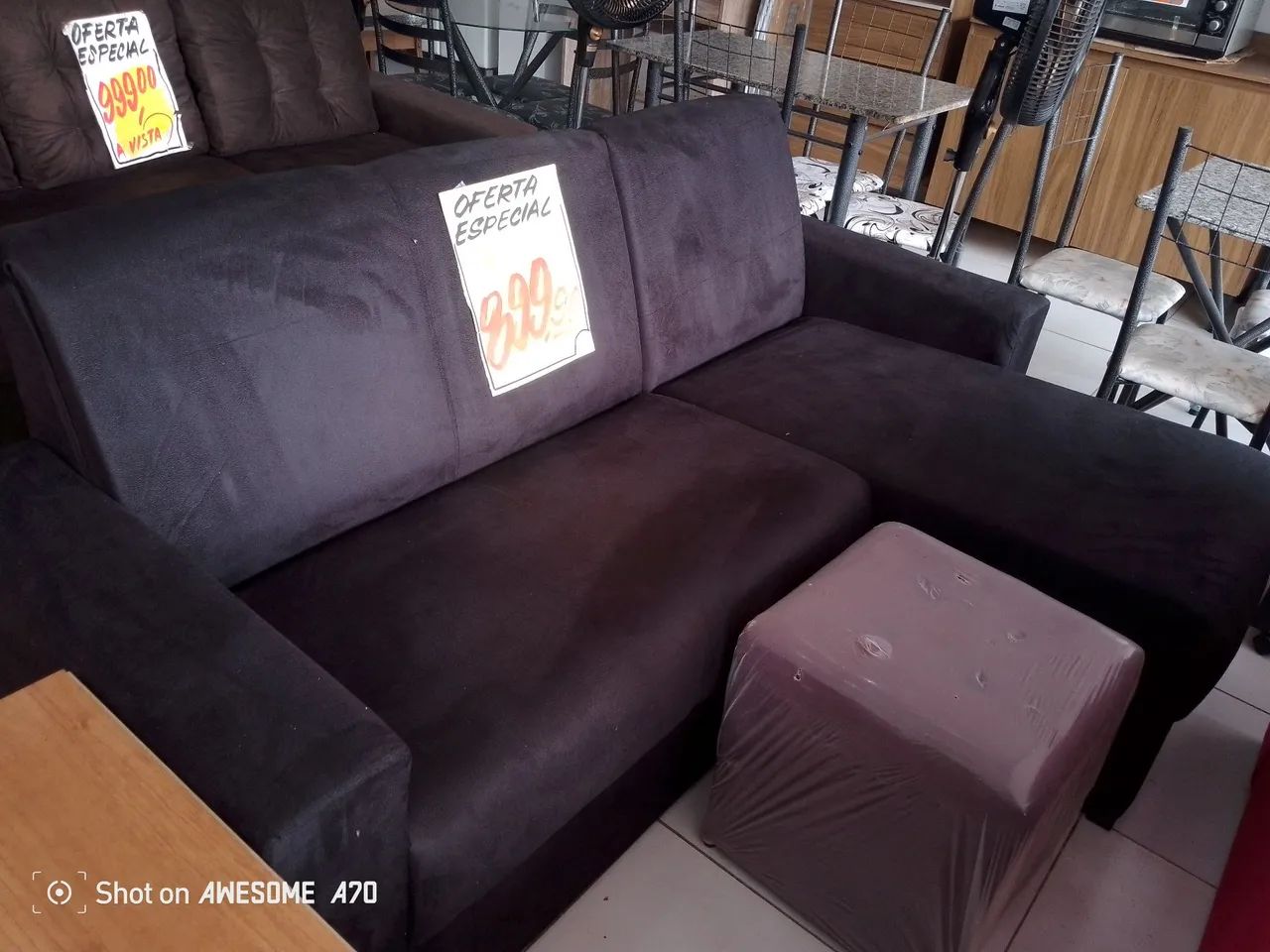 Sofá com chaise 3 lugares Paris preto entrega grátis  - Foto 2