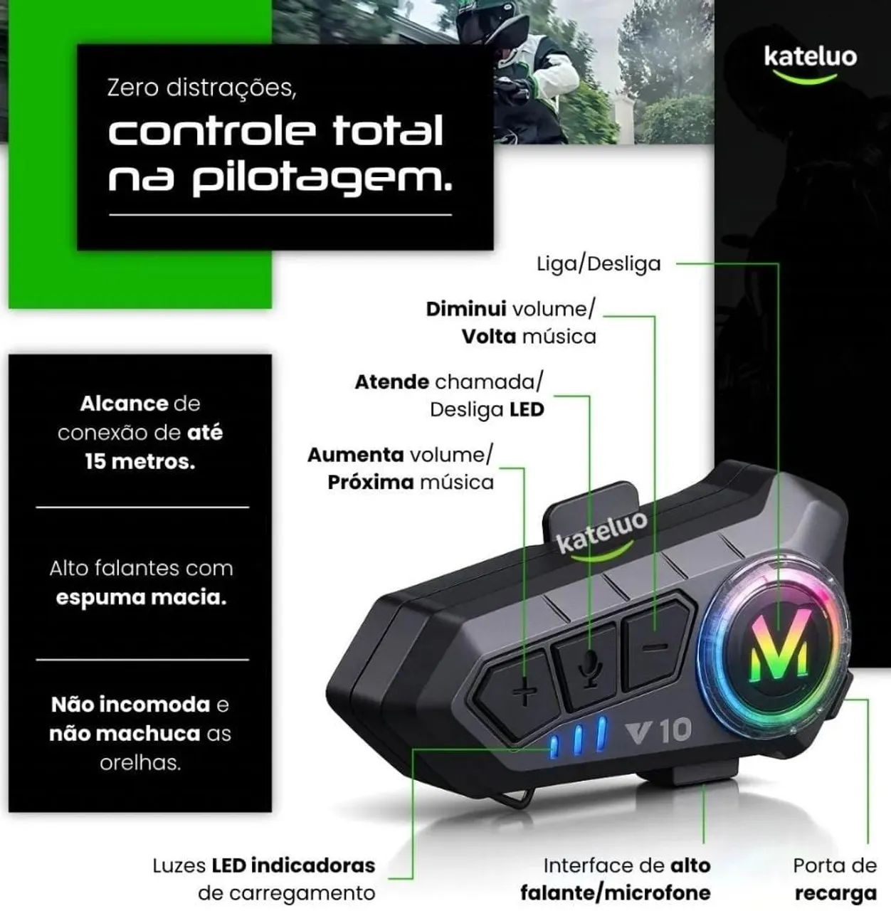 Fone de ouvido para capacete kateluo  - Foto 2