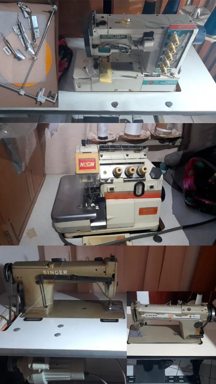 Maquina de costura industrial - Galoneira Siruba- Overlock Nissin - Reta Singer