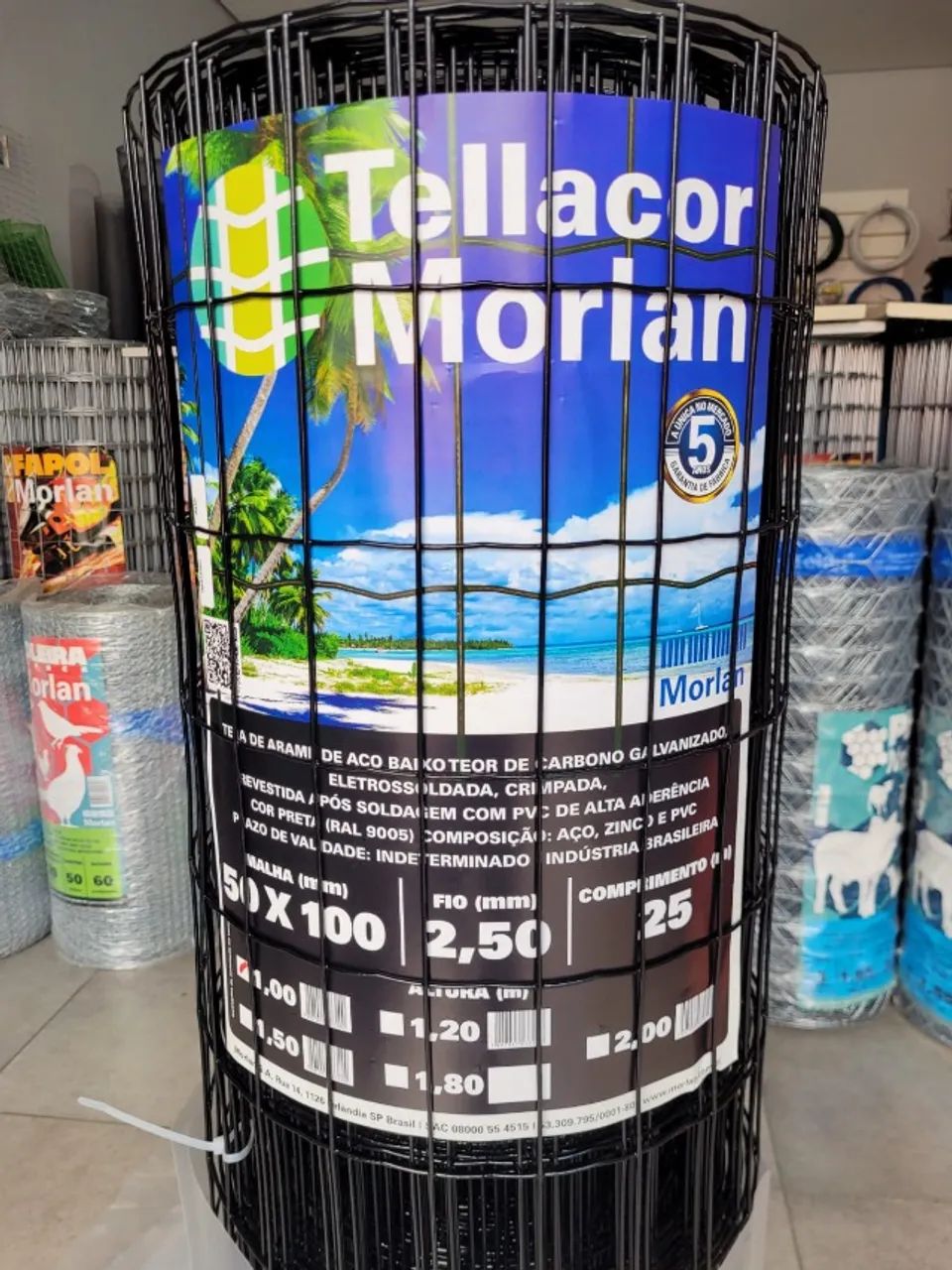 Tela soldada Tellacor Morlan 1 mt altura x 25 metros - verde, azul, branco ou preto - Foto 4