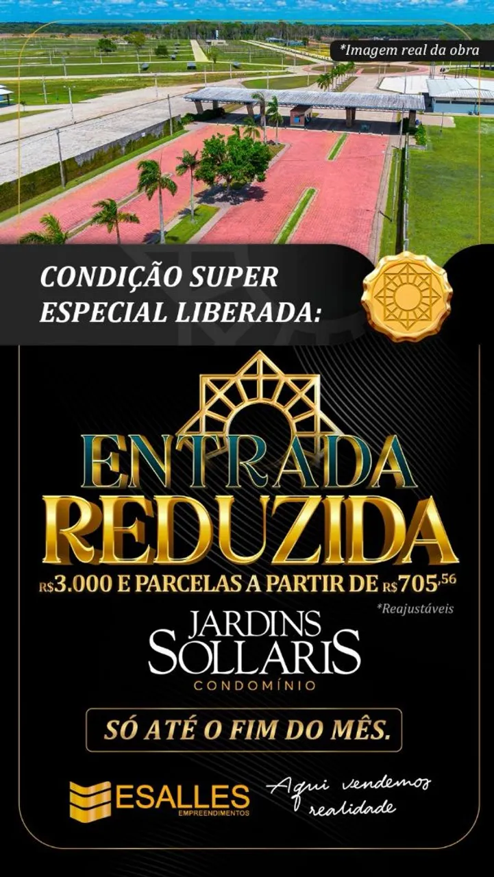Lotes em condomínio fechado Jardins Sollaris.