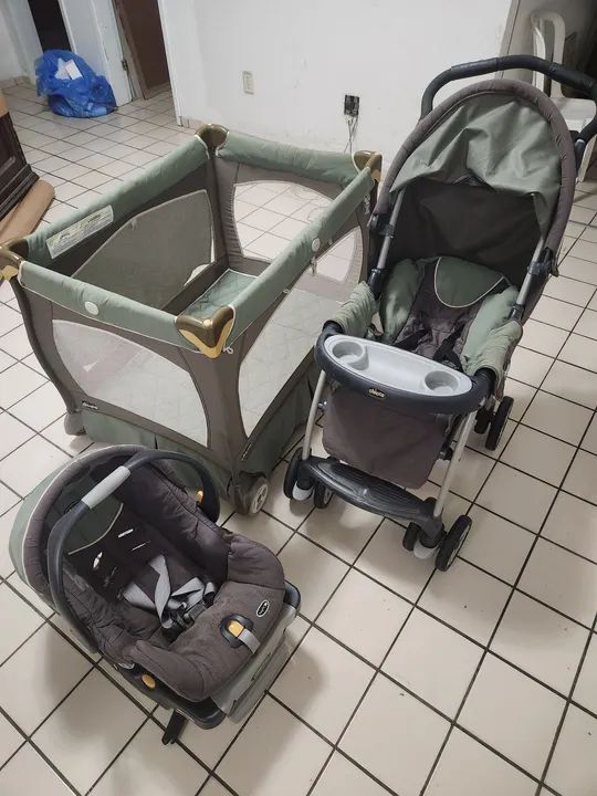 Kit Berço, Carrinho e Cadeira para Bebê