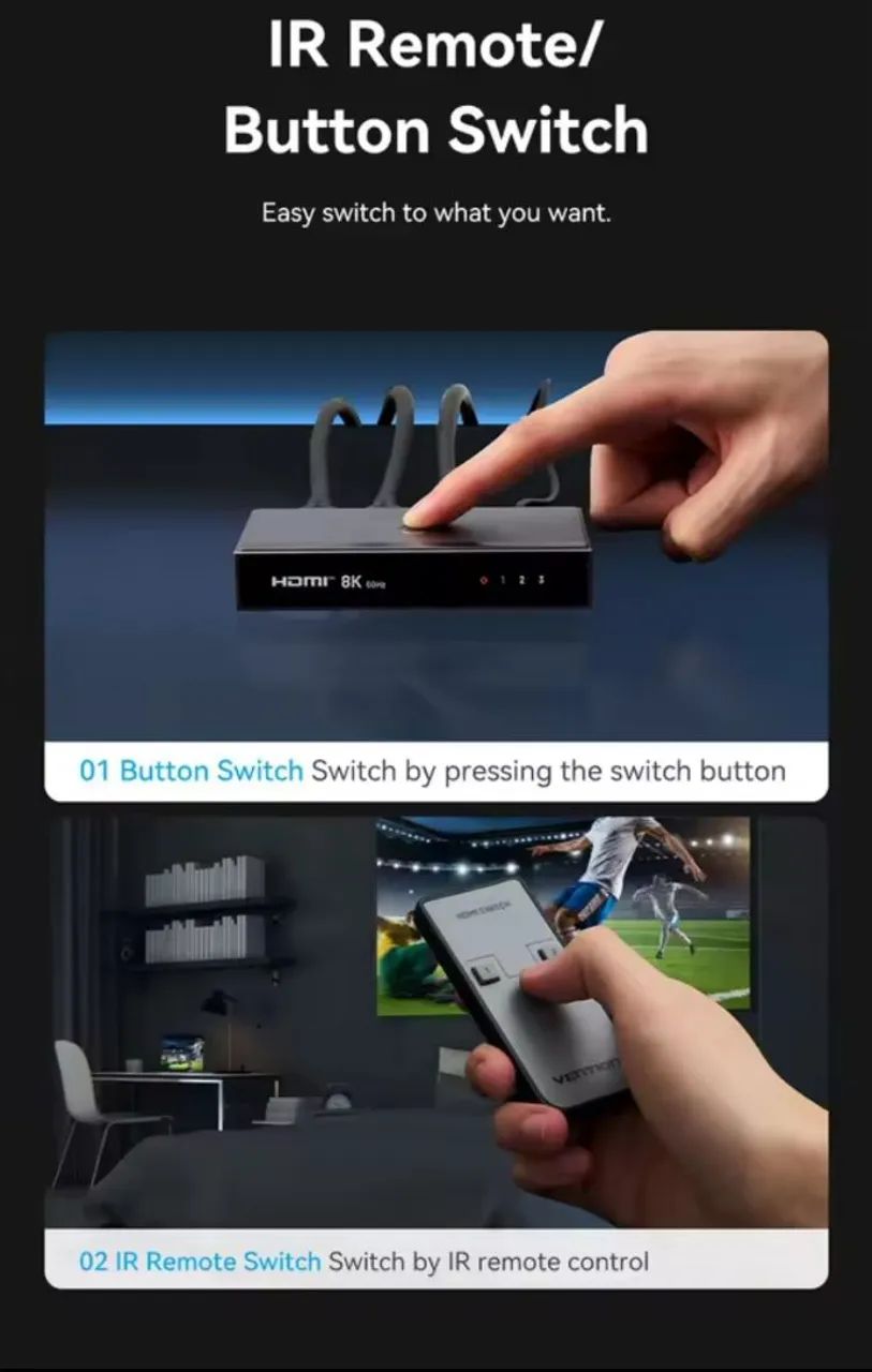 Switch HDMI 8K 3x1 - 3 entradas 1 saída - Alta definição - Foto 2