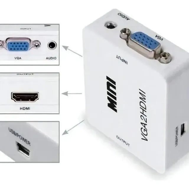 Adaptador mini conversor VGA para HDMI 720p - Foto 2