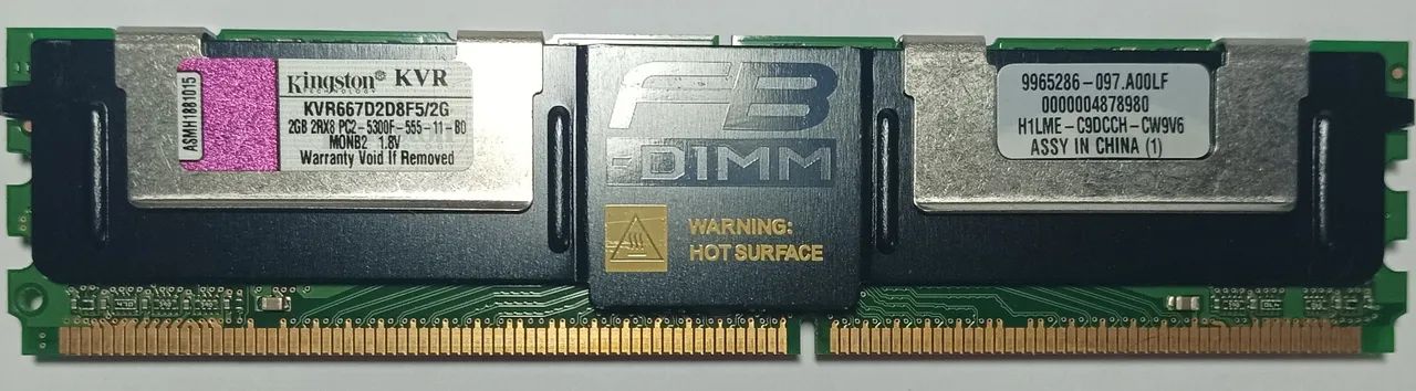 Memória FB Dimm Serv. Kingston 2gb 2rx8 pc2 5300F  1.8V